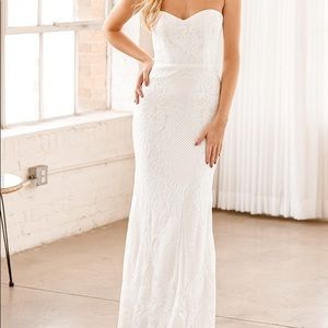 Your Magical Day White Sequin Strapless Mermaid Maxi Dress